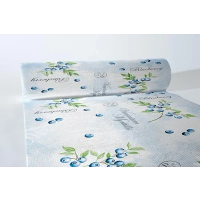 Afbeelding van Sovie HORECA tafelloper Bärbel Linclass® Airlaid 40 cm x 24 m rol tafelkleed lijkt op stof eenmalig voor feesten blauw