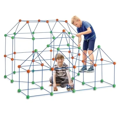 Afbeelding van VEVOR Bouwset voor kinderen, 180 delig, STEM bouwspeelgoed kinderen van 4, 5, 6, 7, 8 jaar, bouwspel binnen en buiten, 120 stangen 60 ballen