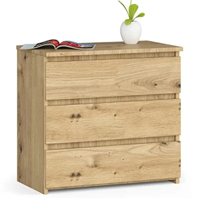 Afbeelding van AKORD Commode CL 3 met laden voor de woonkamer slaapkamer kast kantoor werkkamer modern functioneel design 60 x h 57 d 35 cm, gewicht 26 kg ambachtelijk eiken