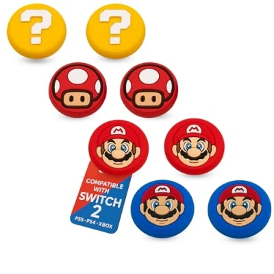 Afbeelding van MatoSan® Thumbstick Grip Caps for Switch 2 Silicone Joystick Covers Compatible with Controllers Ergonomic Non Slip Thumb Grips Precise Control (Version 7)