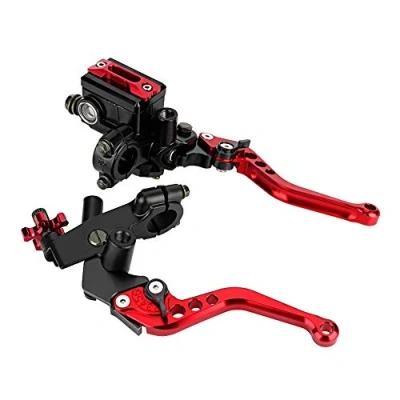 Afbeelding van EBTOOLS Modificatie van de motorfiets 7/8 inch 22 mm hydraulische rem en koppelingshendel links rechts metalen tankpaar, geschikt voor meeste motorfietsen (rood)