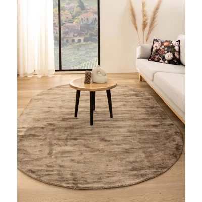 Afbeelding van Viscose Tapijt/Vloerkleed Ovaal Glamour Bruin 120x180 Cm