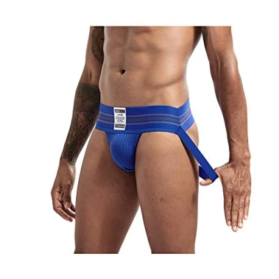 Afbeelding van JOCKMAIL Heren Sexy Slips Jockstrap Gym Katoen Atletische Supporter Sport Jockstraps Fit Bandjes Fitness Jock Strap Zachte Onderbroek 7 Kleuren, Blauw, XL