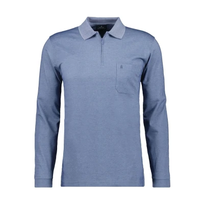 Afbeelding van Ragman softknit poloshirt voor heren, lange mouwen met rits
