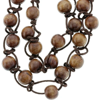 Afbeelding van Behave Lange dubbele bruine houten kralen ketting