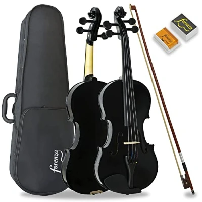 Afbeelding van Forenza Uno Series 3/4 Grootte Violin Outfit Voor Beginners Met Lichtgewicht Harde Case, Wood Bow, Rosin, Steel Core Strings Black