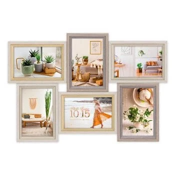 Afbeelding van ZEP Houten Multi Fotolijst ZARA 6Q in bruin tinten voor 6 foto&quot;;s 10x15 VZ662