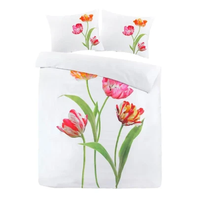 Afbeelding van Dekbedovertrek Papillon Tulips Wit Satijn 200 x / 220 cm 2 Persoons