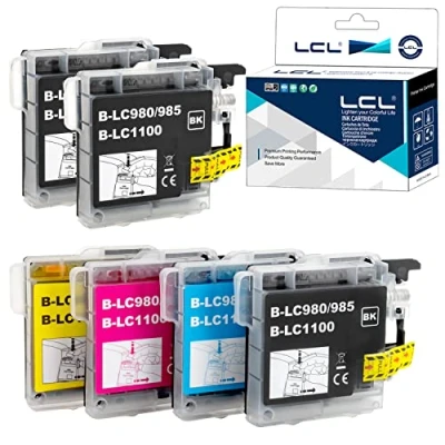 Afbeelding van LCL Compatibele inktcartridge LC980 LC1100 LC1100BK LC1100C LC1100M LC1100Y (3 zwart 1 cyaan magenta geel) vervangend voor Brother DCP J140W 145C 165C 185C 195C 197 197C 365CN 375CW