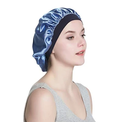 Afbeelding van Alnorm Vrouwen Tulband Satijn Beanie Slaap Nacht Cap Blauw