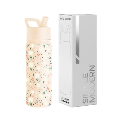 Afbeelding van Simple Modern Kinderwaterfles met rietje Geïsoleerde roestvrijstalen herbruikbare beker voor school, meisjes, jongens Summit Collection 530ml Chloe Floral