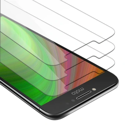 Afbeelding van Cadorabo 3x Screenprotector geschikt voor Motorola MOTO E4 PLUS in KRISTALHELDER Tempered Display Pantser Film