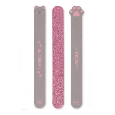 Afbeelding van Legami Set van 3 nagelvijlen, motief: Kitty, Nails Before Males, vijlen voor inkorten, en vormen alle soorten nagels een nauwkeurige manicure, 2 x 18 cm