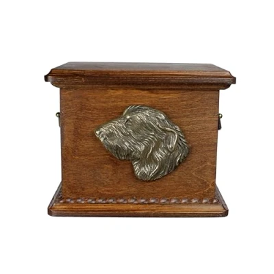 Afbeelding van Art Dog Urn voor hondenas Handgemaakt gedenkteken met reliëf, gepersonaliseerde gravure en koudgegoten bronzen buste 8,3x11,4x8,7 Ierse Wolfshond I