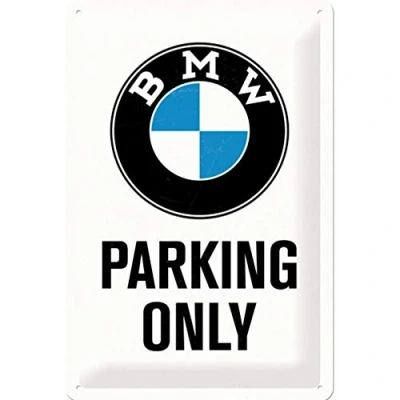 Afbeelding van Nostalgic Art Retro Tin Sign BMW Parking Only White Gift idea for car accessoires fans, Metal Plaque, Vintage design decoration, 20 x 30 cm