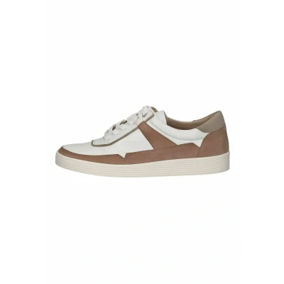Afbeelding van CAPRICE Platte leren damessneakers met veters, Cognac Plain, 42 EU