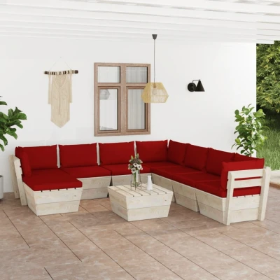 Afbeelding van 9 delige Loungeset met kussens pallet vurenhout