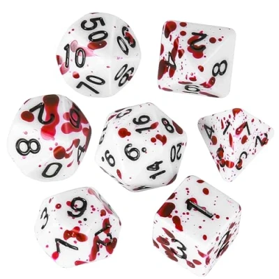 Afbeelding van OriCraft D20 Vampierdobbelstenen, DND dobbelstenen, realistische bloedspetters, speelkubus, bloedige polyedrische rollenspel Dungeons en Dragons dobbelstenen