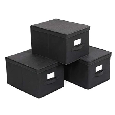 Afbeelding van SONGMICS Organizers Set: 3 Stuks Multifunctioneel Opberg Box Doos Mand Vakken 40x30x25cm zwart RFB03H