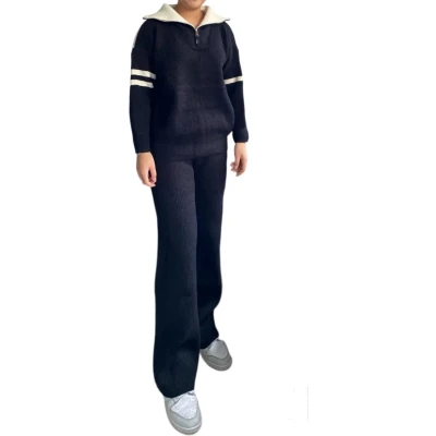 Afbeelding van Dames Huispak Vrijetijdspak gebreid Onesize S L Zwart