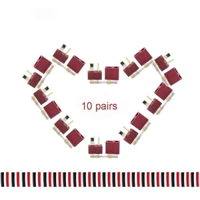 Afbeelding van 10 paar decanen T plug connectoren mannelijk en vrouwelijk met 20 krimpkous voor RC LiPo batterij