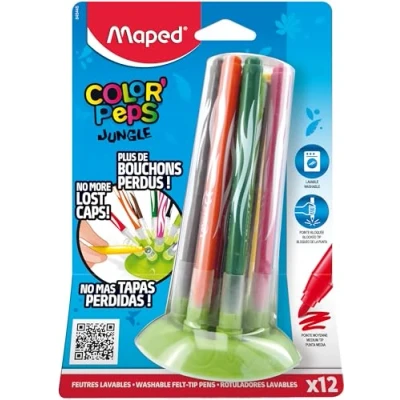 Afbeelding van Maped Jungle Innovation Color Peps 12 Vilt Pennen met Houder 845445