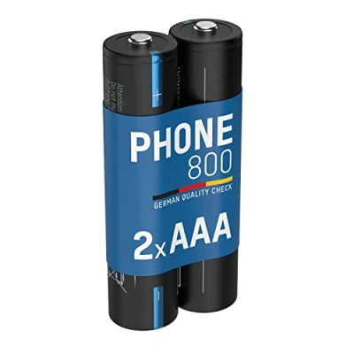 Afbeelding van ANSMANN HR03 Phone 800 mAh oplaadbare batterijen (verpakking van 2 stuks) — DECT voor draadloze telefoon of babyfoon snel opladen en bijna zelfontladende