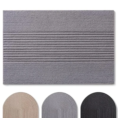 Afbeelding van Blumtal deurmat 90x150 cm antislip stofmat met patroon voordeurmat polyester binnen/stofmat buiten/lichtgrijs