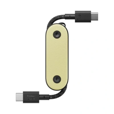 Afbeelding van Native Union Pocket Cable 60W Versterkte gevlochten USB C naar draagbare oplaadkabel Compatibel met iPhone 15, 15 Pro, Pro Max, iPad Air, S24, Flip 5, Fold 5 (Citroen).