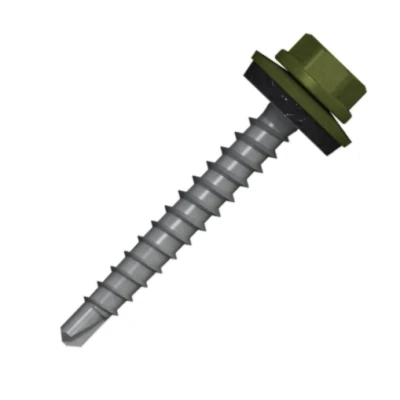 Afbeelding van Boorschroeven met 14mm ring 4,8x60 RAL 6003 olijfgroen 100 stuks