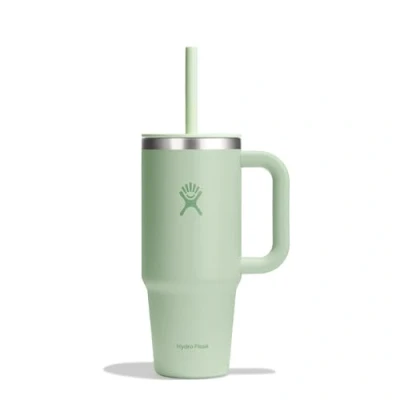 Afbeelding van HYDRO FLASK Travel Tumbler 709ml 24 oz met sluitbare druk rietdeksel Roestvrij staal Dubbele wand vacuümgeïsoleerd Spatbestendige deksel Aloe, (24oz)