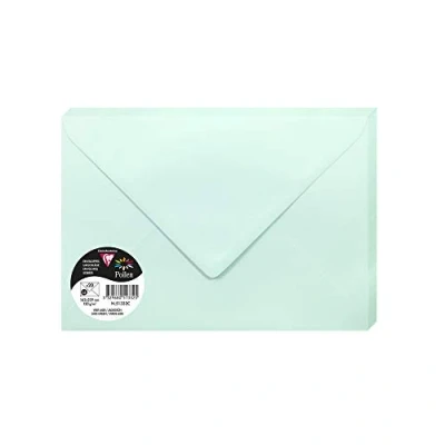 Afbeelding van Clairefontaine 51332C verpakking met 20 enveloppen pollen formaat C5 16,2 x 22,9 cm, 120 g, gevoerd, ideaal voor uitnodigingen en correspondentie, premium glad papier, jadegroen, 1