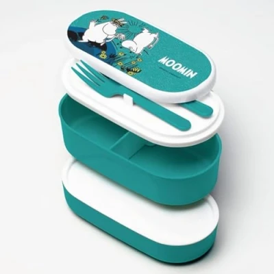 Afbeelding van Bento Box Lunchtrommel Moomin Vork &amp; Lepel 13cm 380ml/250ml 8,5x17x9cm