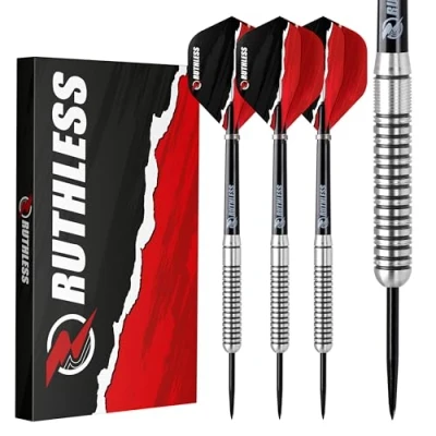 Afbeelding van RUTHLESS Ranger I Professionele Tungsten Steeltip dartset in 22 g en 24 g, met flights steelschachten (24 g)