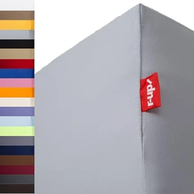 Afbeelding van R up Hoeslaken 100% katoen 130g/m² Öko Tex 100 gecertificeerd stressvrij 180 x 200 220 tot 35 cm hoogte verschillende kleuren, katoen, zilvergrijs,