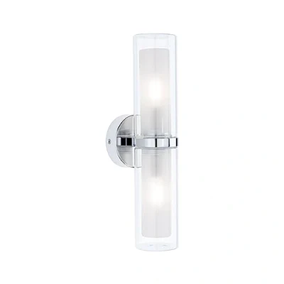 Afbeelding van Paulmann 71077 wandlamp Selection Bathroom Luena IP44 E14 230V max. 2x20W dimbaar chroom, glas badkamerlamp tweelamps badkamerlampen