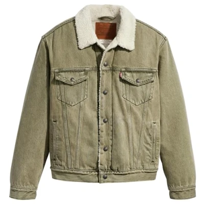 Afbeelding van Levi&#039;s heren Spijkerjas met teddy voering en steekzakken in de kleur Bronsgroen, maat: XS