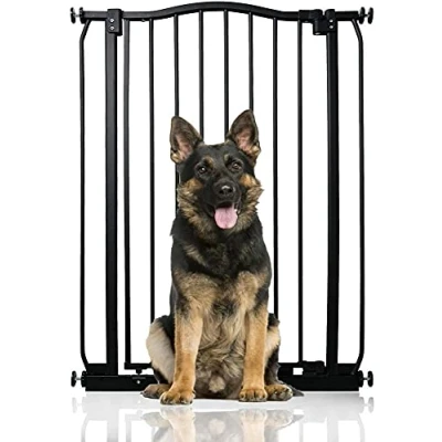Afbeelding van Bettacare Extra Hoge Hondenhekje met Gebogen Bovenkant Assortiment, 71cm 80cm (69 opties beschikbaar), Mat Zwart, Hoog 100cm in Hoogte, Drukfit Hekje voor Hond en Puppy, Huisdieren Honden, Eenvoudige Installatie