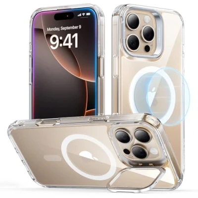 Afbeelding van ESR Telefoonhoesje voor 2024 Pro Max, compatibel met MagSafe, militaire kwaliteit, ingebouwde Stash Stand telefoonhoesje, krasbestendige achterkant, klassieke serie, transparant