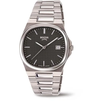 Afbeelding van Boccia 3657 04 Horloge titanium zilverkleurig zwart 37 mm