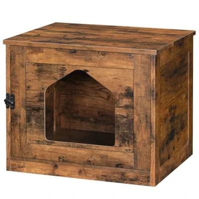 Afbeelding van Kattenhuis, kattenbak, kattenkast voor kattentoilet en kleine katten, met vergrote deur, bijzettafel
