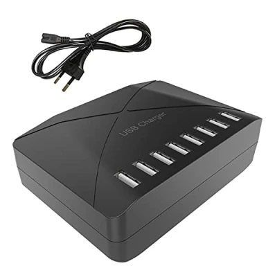 Afbeelding van USB oplader, 40 W, 8 poorts desktop multi oplaadhub met intelligente detectie, poort oplaadstation voor smartphones, tablets en andere apparaten