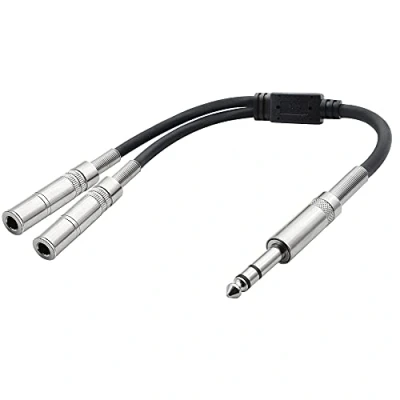 Afbeelding van 1/4 &quot;TRS Stereo Splitter Y Kabel 6.35mm 1/4&quot; Mannelijke Plug naar Dual Vrouwelijke Jack Connector Audio Speaker (38cm)