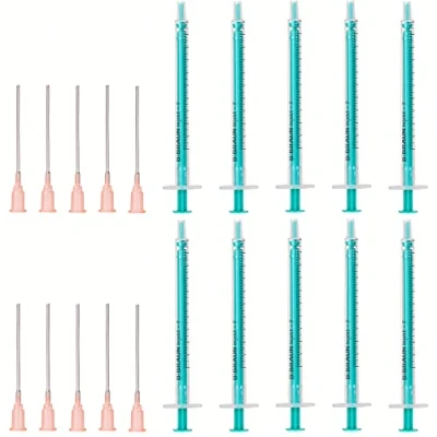 Afbeelding van MedixX 10 delige spuiten set met stompe naald verschillende maten voor hobby en doe het zelf individueel steriel verpakt (10x 1ml spuit &amp; 10x naald)