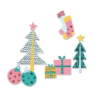 Afbeelding van Sizzix Framelits Die Set 12PK w/Stamps Groovy Christmas 665332 Olivia Rose (07 21)