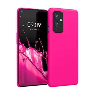 Afbeelding van kwmobile telefoonhoesje geschikt voor OnePlus 9 (EU/NA Version) Hoesje met siliconen coating Smartphone case in neon roze