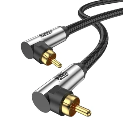 Afbeelding van EMK Subwooferkabel, 90 graden RCA kabel, haakse coaxiale audiokabel, RCA, digitale audiokabel voor versterkers, luidsprekers, soundbar, thuisbioscoop en hifi systemen (1 m)