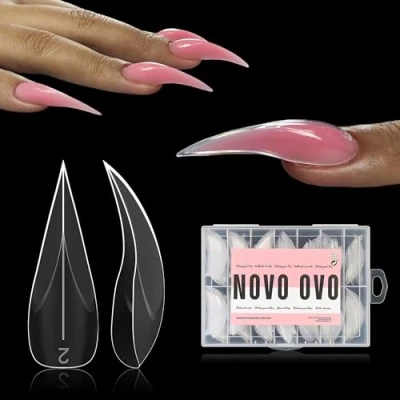 Afbeelding van NOVO OVO Gebogen Stiletto Nail Dual Forms voor Poly Gel 3D Eagle Claw Extension, Hawk Curve Sculpture Acryl nagels, Herbruikbare Volledige Cover Mallen Franse Tip Art Design 280