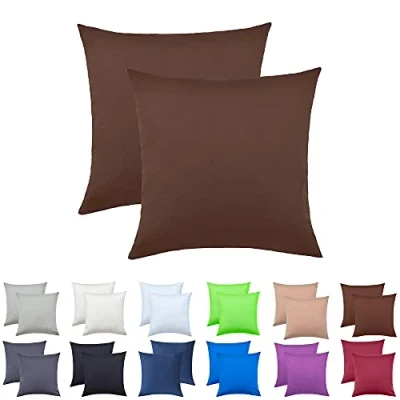 Afbeelding van NatureMark 2 pack jersey kussensloop kussenslopen zijslaper nekkussen vele maten en kleuren OEKO TEX (40 x 40 cm, chocoladebruin)