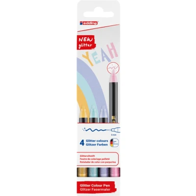Afbeelding van Edding glitter viltstift e 1200, assorti pastel, set van 4 stuks